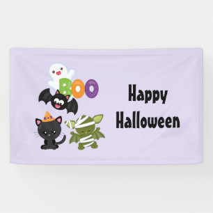 Banderoles Chat de Cute Halloween, bat, mummy et ghost