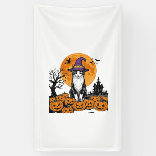 Banderoles Chat de Halloween Sorcière Citrouille Vintage Épou