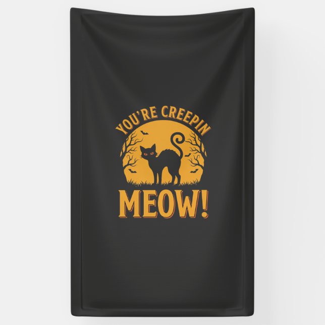 Banderoles Chat d'Halloween Tu me fais peur Miaou (Vertical)