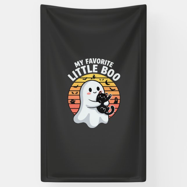 Banderoles Chat fantôme de Halloween Little Boo (Vertical)