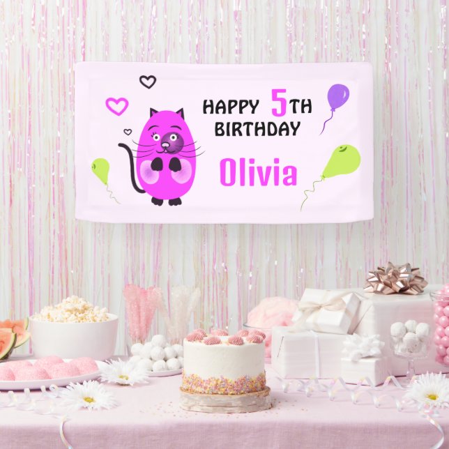 Banderoles Chat lilas d'anniversaire (Fête)