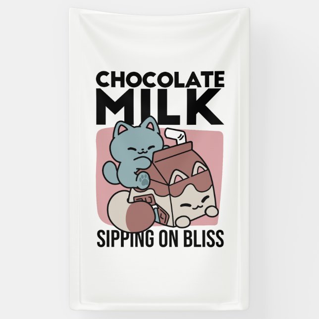 Banderoles Chat Mignon Lait Chocolat – Boisson Confortable &  (Vertical)