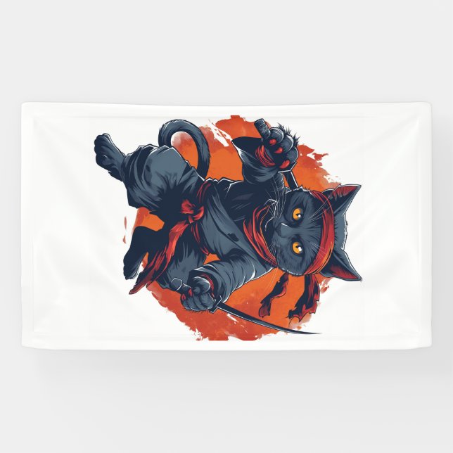 Banderoles Chat Ninja Discrétion (Horizontal)