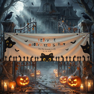Banderoles Chat noir mignon Halloween