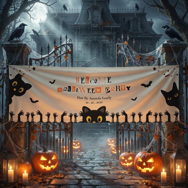Banderoles Chat noir mignon Halloween (Créateur téléchargé)