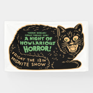 Banderoles Chat noir vintage Halloween