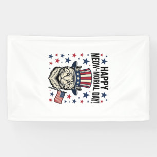 Banderoles Chat Patriotique Fête Meow-moriale Vintage Vector