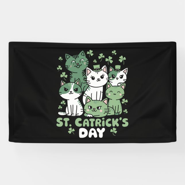 Banderoles Chat St Patrick's Day Drôle Catrick's Day (Horizontal)