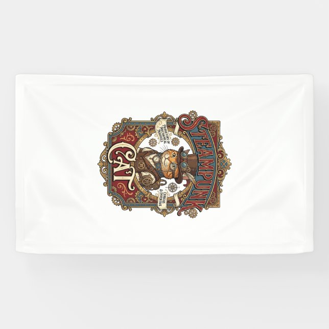 Banderoles Chat Steampunk Steampunk Chat Vintage (Horizontal)
