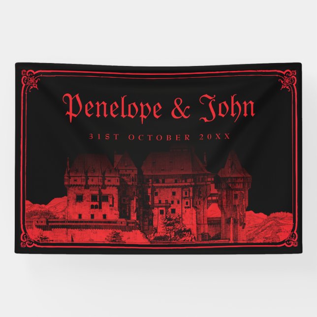 Banderoles Château gothique de vampire frontière mariage noir (Horizontal)