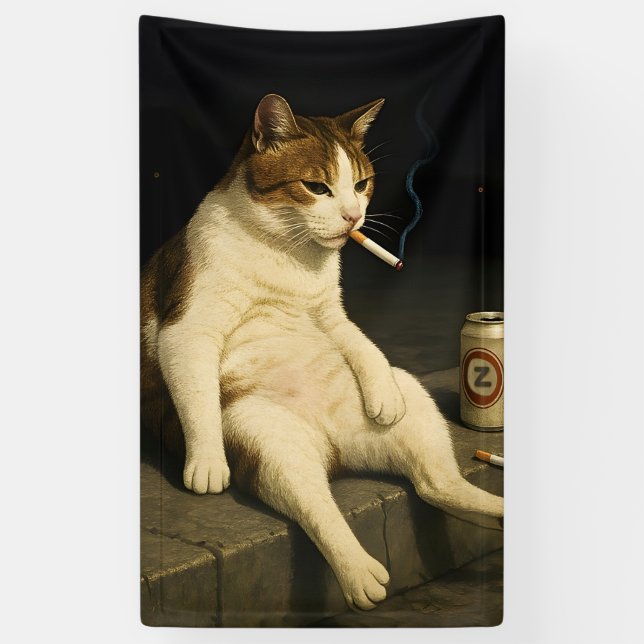 Banderoles Chaton Cigarette Drôle Chat Qui Fume Mème Générati (Vertical)