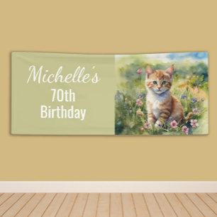 Banderoles Chaton tigré orange jaune pour 70e anniversaire