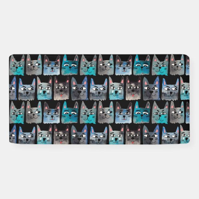 Banderoles Chats bleus (Horizontal)