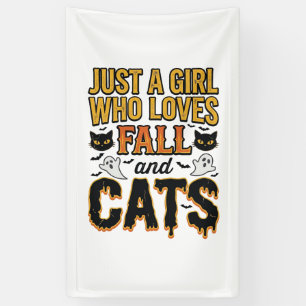 Banderoles Chats d'automne fille d'Halloween Graphisme Vintag
