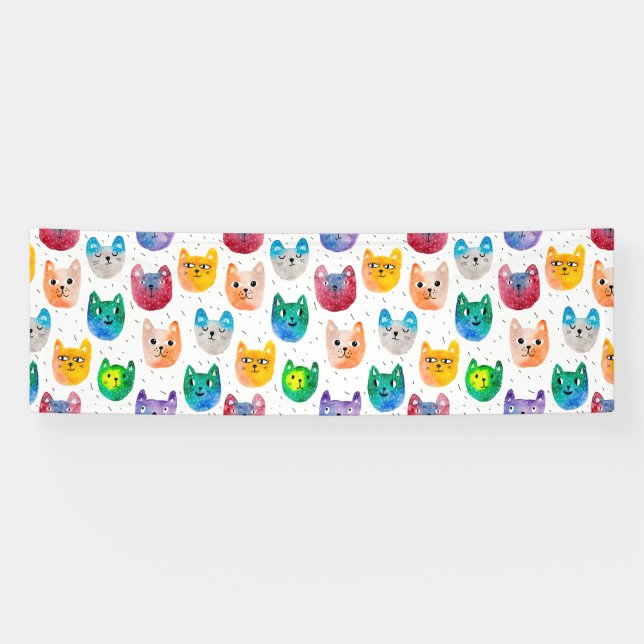 Banderoles Chats et amis à l'aquarelle (Horizontal)