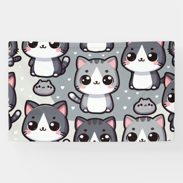 Banderoles Chats gris Tuxedo (Horizontal)