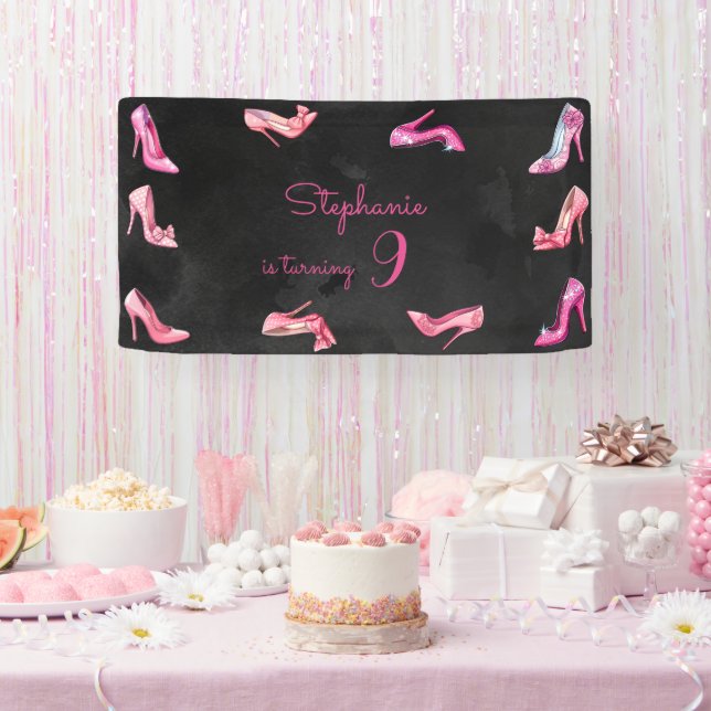 Banderoles Chaussure à talon rose poupée fille fête d'anniver (Fête)