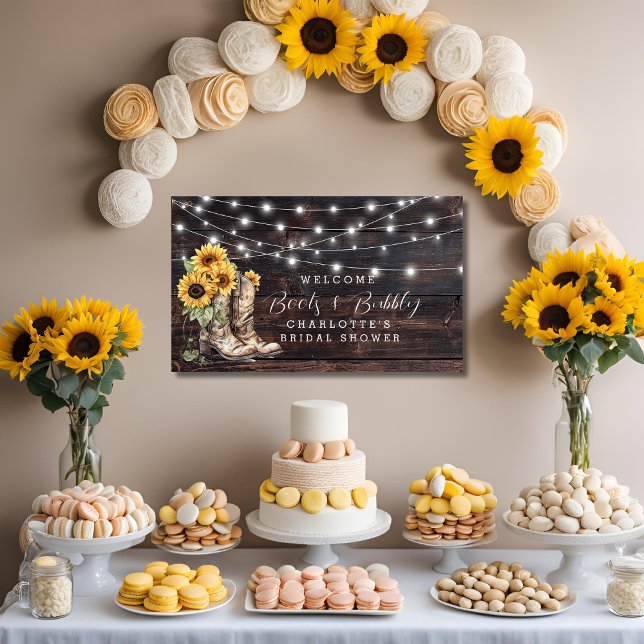Banderoles Chaussures tournesol et Shower de mariage : Bienve (Boots & Bubbly Bridal Shower Banner
)