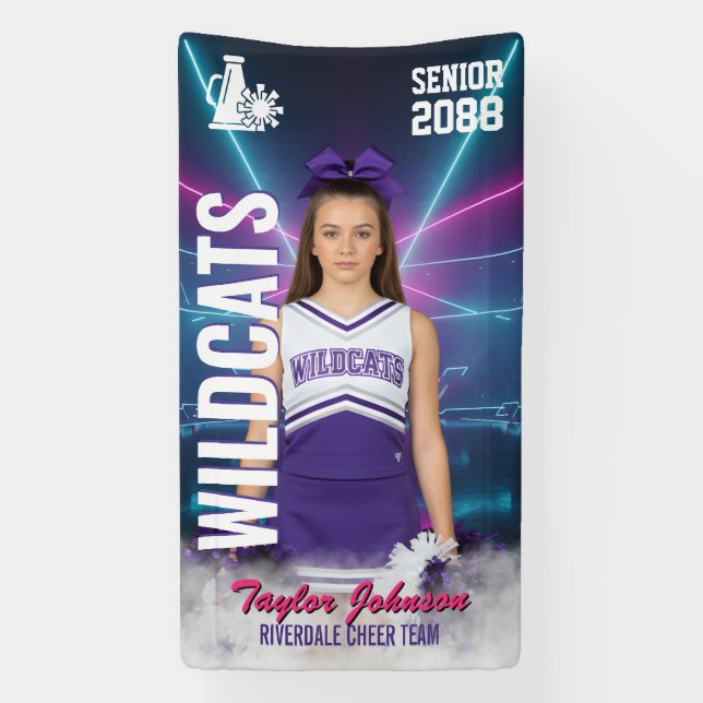 Banderoles Cheer Team Sports Photo Cheerleading Senior Night (Verticale)