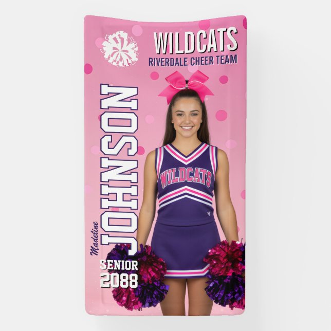 Banderoles Cheerleading Senior Cheer Team Custom Pink Sports (Verticale)