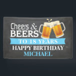 Banderoles Cheers and Beers Happy 18th Birthday Banner Blue<br><div class="desc">Cheers and Beers Happy 18th Birthday Banner Blue. For further customization,  please click the "Customize it" button and use our design tool to modify this template.</div>