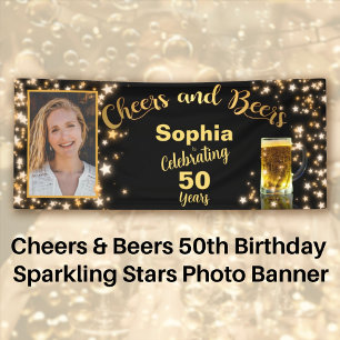 Banderoles Cheers & Beers 50e anniversaire Étoiles étincelant