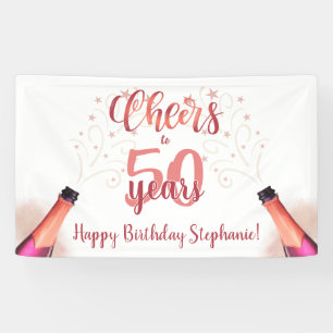 Banderoles CHEERS D'Anniversaire À # ANNÉES Rose Gold Script
