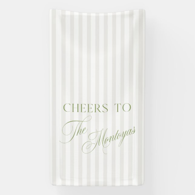 Banderoles Cheers to Sage Green & Beige Wedding Banner (Verticale)