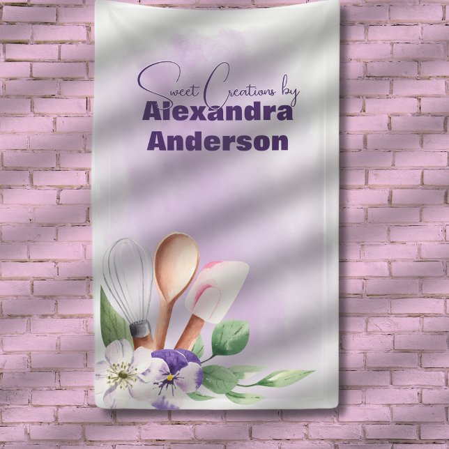 Banderoles Chef pâtissier Ustensiles de cuisine Aquarelle vio (Créateur téléchargé)