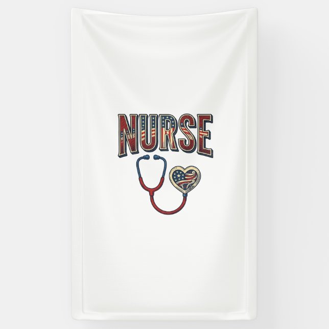 Banderoles Chemise de conception de stéthoscope patriotique d (Vertical)