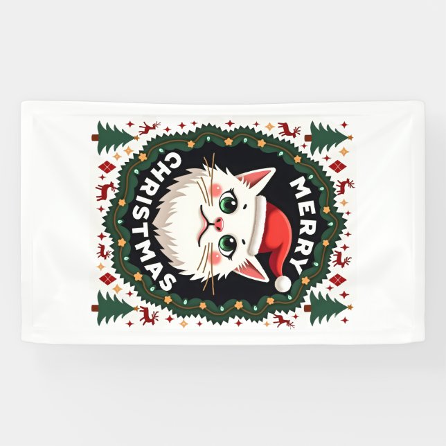 Banderoles Chemise de Noël laide Smudge Cat  (1) (Horizontal)