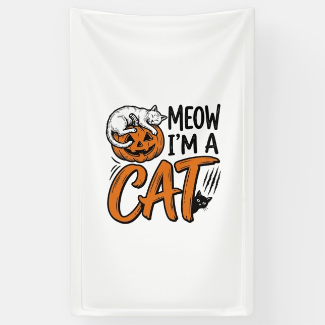 Banderoles Chemise de typographie de citrouille de chat drôle (Vertical)