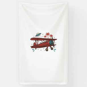Banderoles Chemise de voyage tropicale UFO biplan vintage Des
