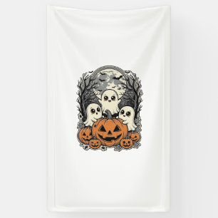 Banderoles Chemise fantôme citrouille mignonne Gravure vintag