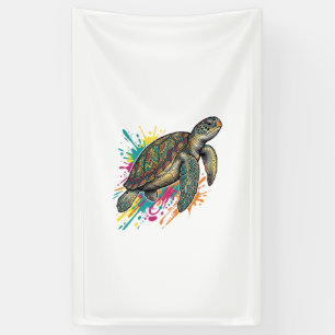 Banderoles Chemise Vintage Gravure Tortue de Mer Color Splash