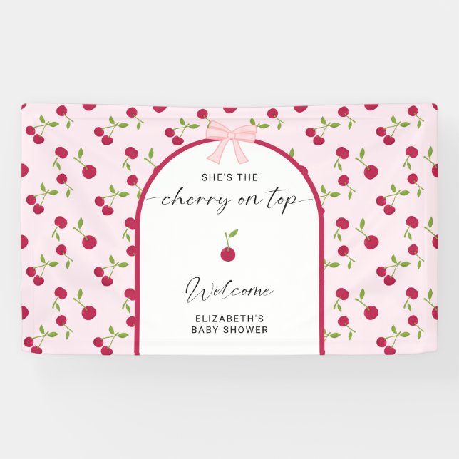 Banderoles Cherry On Top Baby Shower Coquette Welcome (Horizontal)