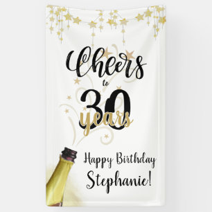Banderoles CHERS D'Anniversaire À # ANNÉES Black Gold Script