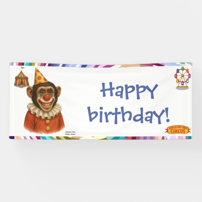 Banderoles Chester le clown chimpanzé (Horizontal)