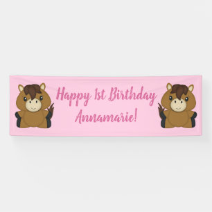 Banderoles Cheval Anniversaire Pink