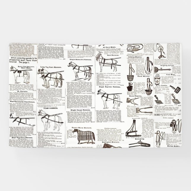 Banderoles Cheval Antique Publicité Journal Art (Horizontal)