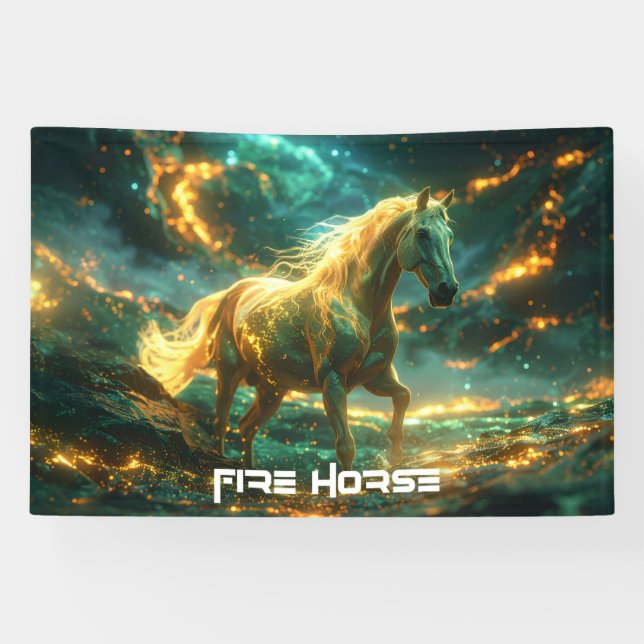 BANDEROLES CHEVAL DE FEU - ZODIAQUE CHINOIS -  (Horizontal)