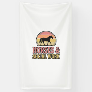 Banderoles Cheval & Travail Social Retro Sunset Vector Design