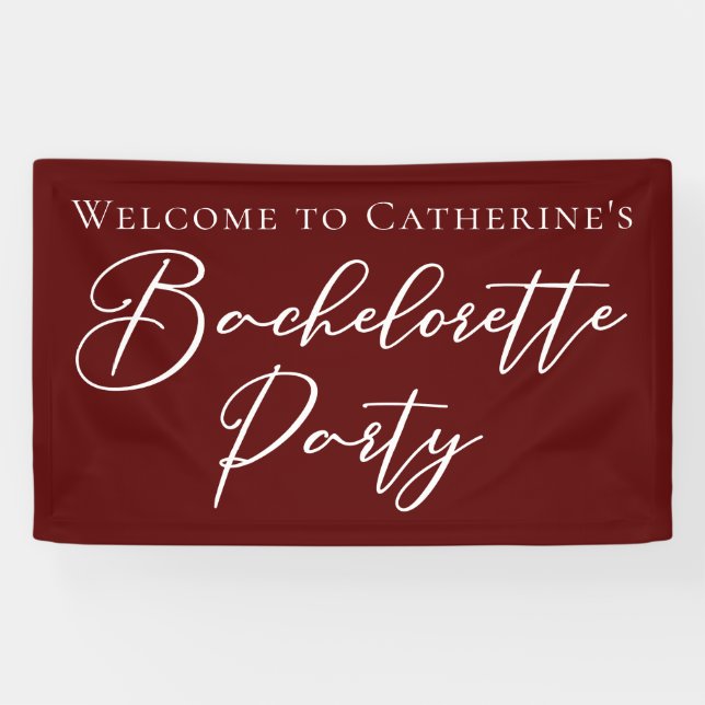 Banderoles Chic Burgundy Bachelorette Party Personalized (Horizontal)