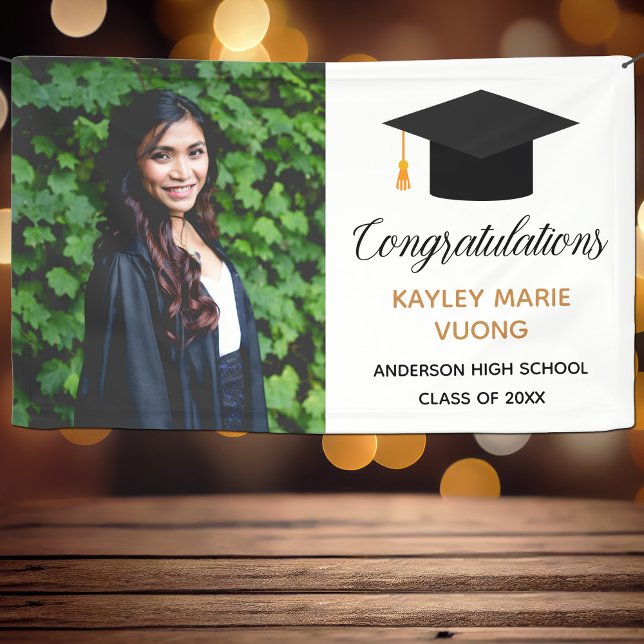 Banderoles Chic Félicitations Diplômé Photo 2025 Parti (Créateur téléchargé)