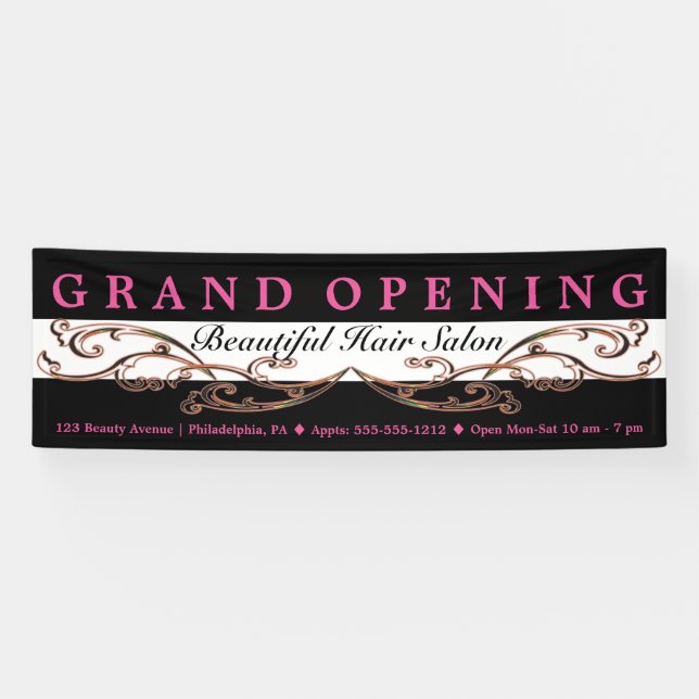 Banderoles Chic Flourish Beauté Salon Boutique Grand Ouvertur (Horizontal)