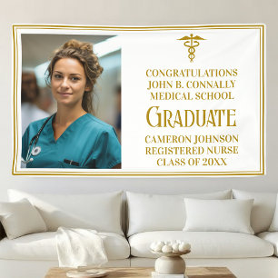Banderoles Chic Gold Médicale School Photo Graduation Party