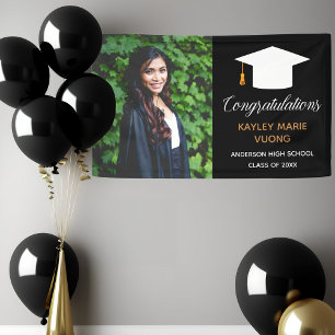 Banderoles Chic Graduate Senior Photo Black Graduate Party