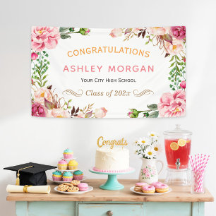 Banderoles Chic Romantique Floral Enveloppé Graduation Party