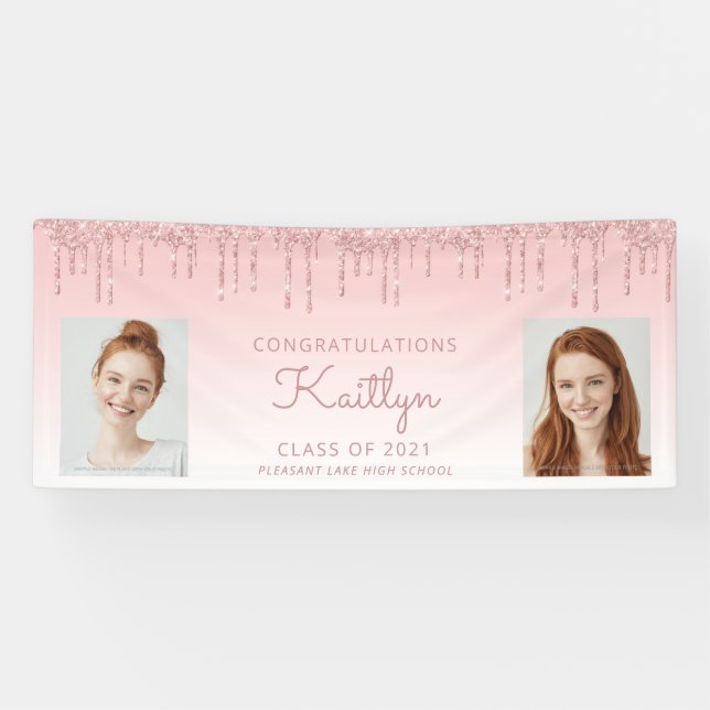 Banderoles Chic Rose Parties scintillant Drift Deux Diplôme P (Horizontal)