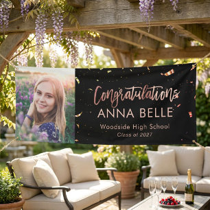 Banderoles Chic Script Rose Gold Graduation